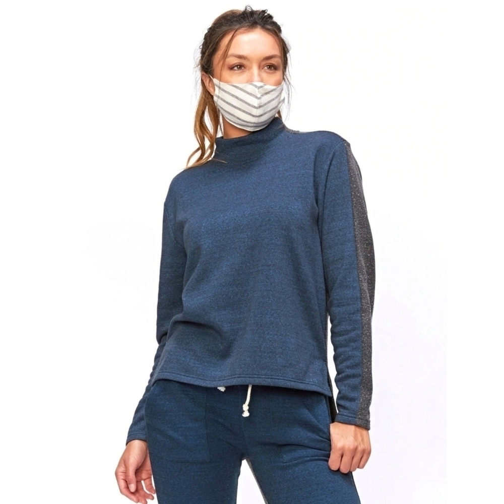 NEW Threads for Thought | Fleece Contrast Mock‎ Neck Sweater L